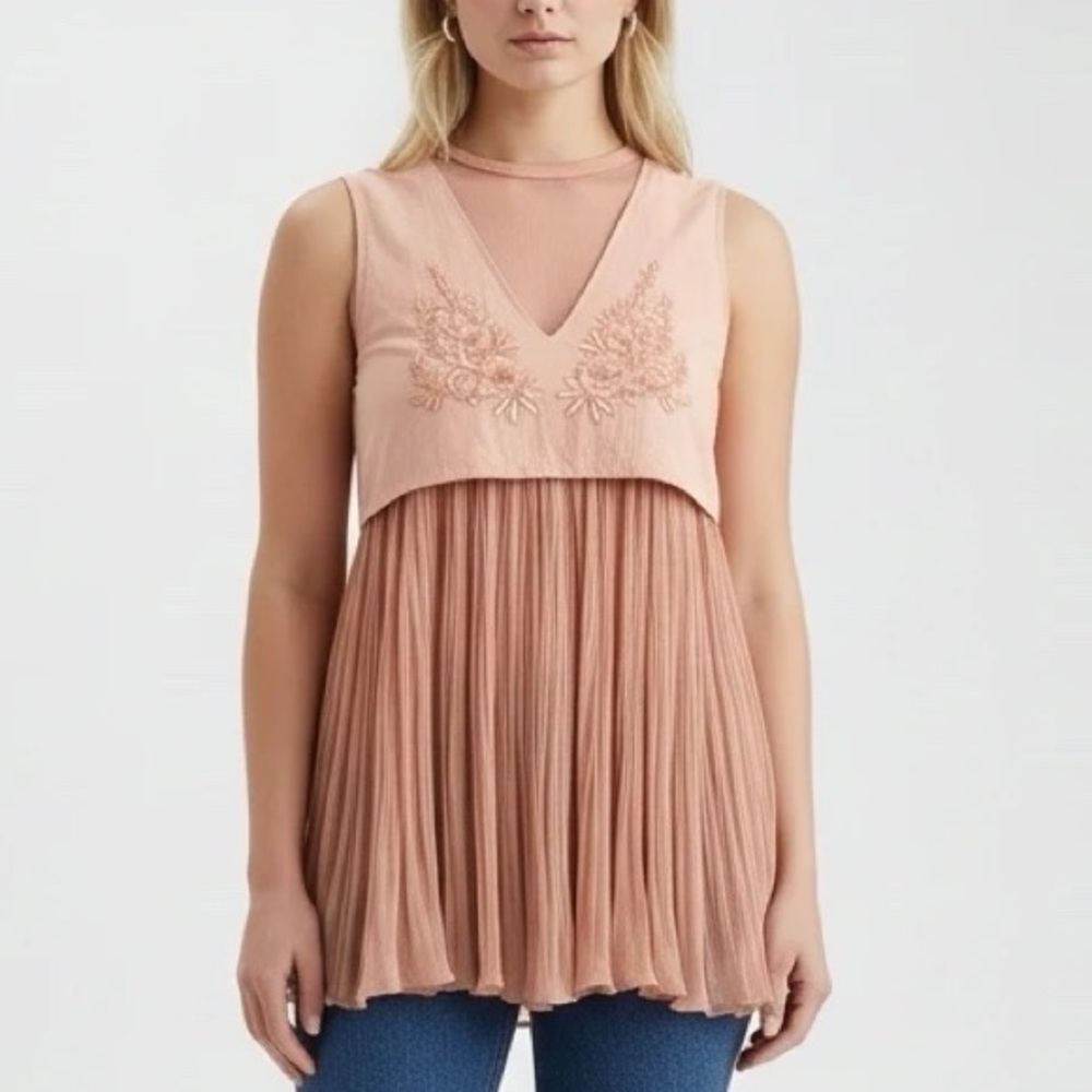Free People Pink Sleeveless Top
